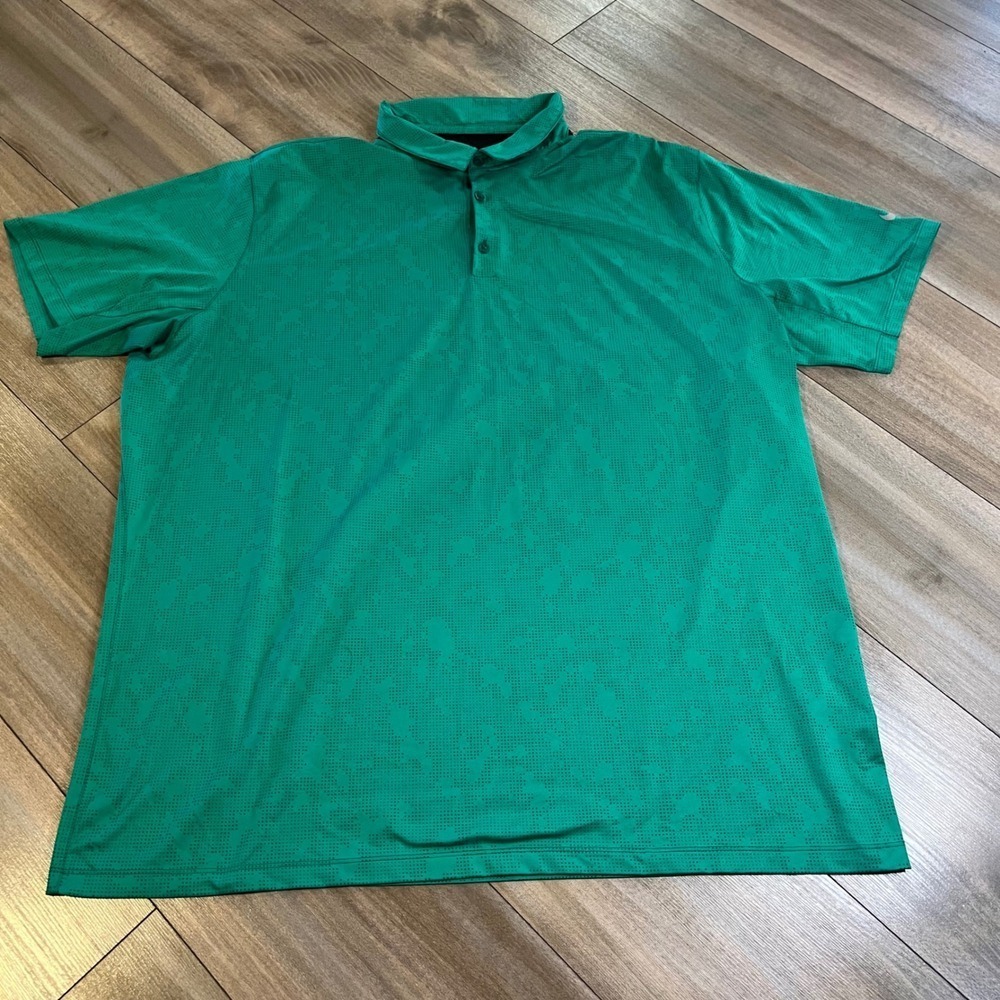 Nike Golf Men's Green Dri-Fit Polo Shirt XXL Camo Print Short Sleeve Bin L-32